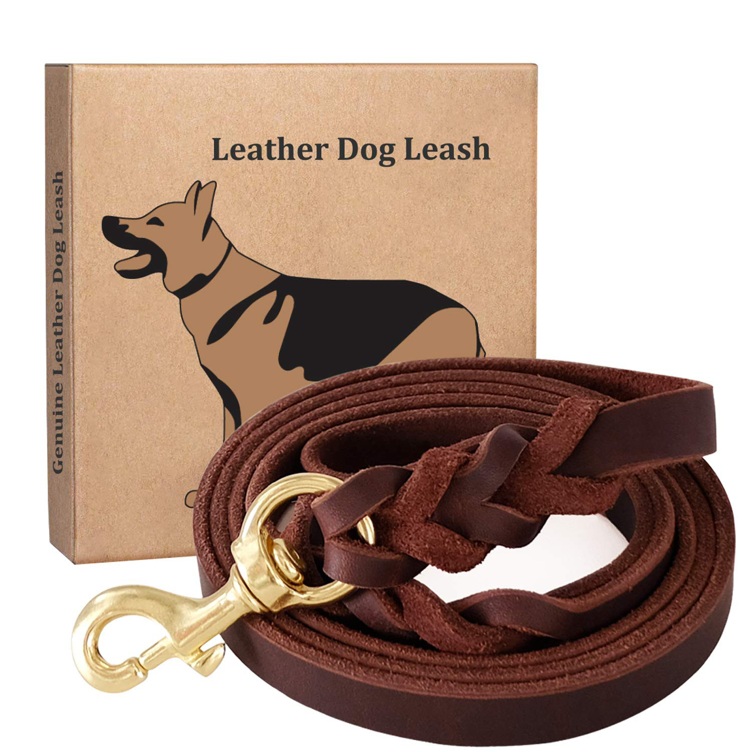China 6 FT Handmade Dog Leather Leashes , Braided Leather Dog Leash Military Grade on sale