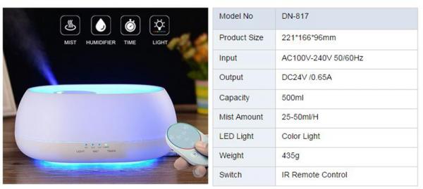 500ml electric aroma air scent oil diffuser for hotel lobby