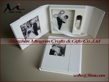 China Leather Photo Storage Box with USB Flash Drive Box on sale