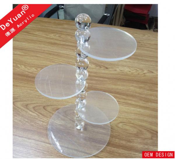 Cheap 3 Tiers Customized Clear Acrylic Cake Stand With Bubble Rod Display for sale
