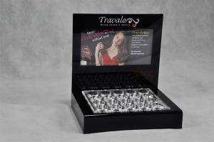 China Black Acrylic Tray Perfume Display Stand , Grid Makeup Display Stand on sale