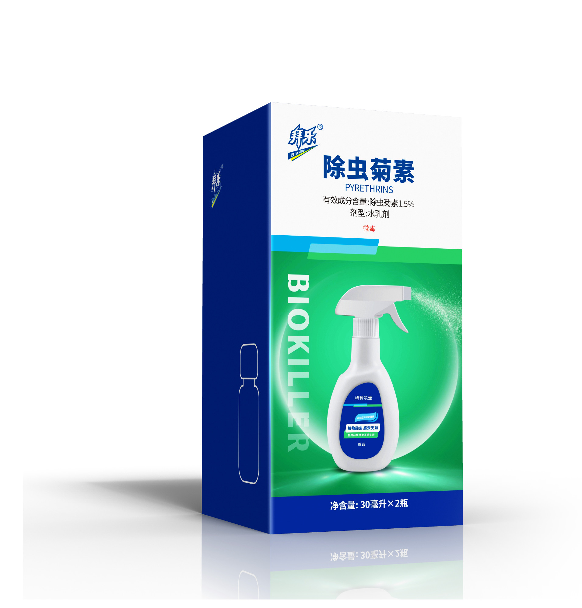 China EU Formulated 1.5% Natural Pyrethrin No Residue No Side Effects on Humans Animals 30ml/Bottle*2 on sale