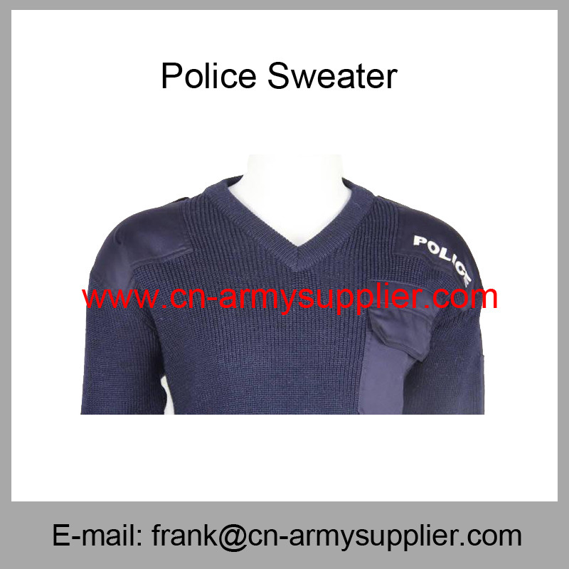 China Wholesale Cheap China Military Wool Acrylic Police Army Navy Blue Sweater on sale