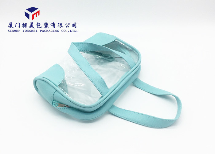Best Women Leather Cosmetic Bag With Super Clear Soft PVC Material 20cm*6.5cm*14.5cm wholesale