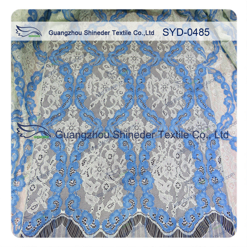 China Women Dress Corded Lace Fabric , Double Tone Nylon Cotton Lace Fabric Scalloped on sale