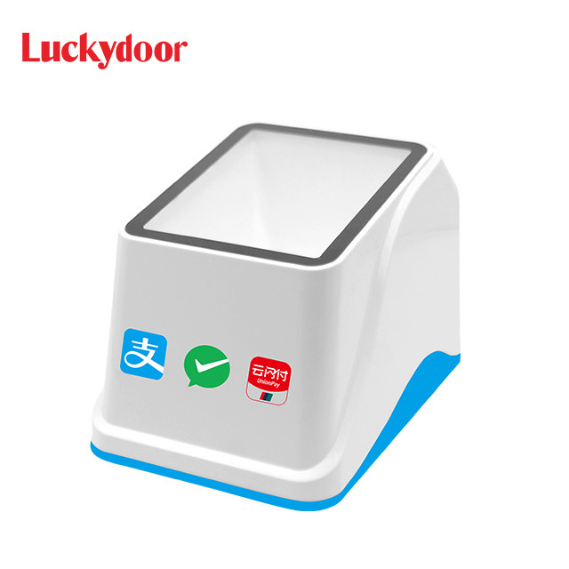 China 2D Large Scan Window Desktop Payment Box Hands Free Barcode Scanner With Voice Speaker on sale