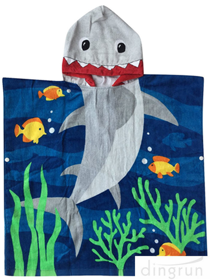 China 60 X 120cm Children ’ S Poncho Beach Towels Soft Feeling With Cotton Material on sale