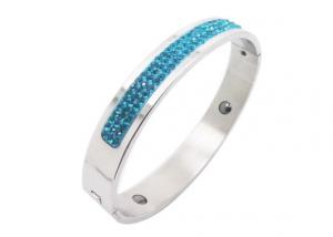 China Turquoise Crystal Pastel Color Enameled Mens Stainless Steel Magnetic Bracelets on sale