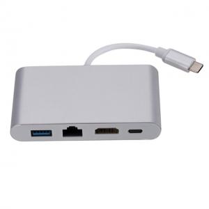 China Cell Phones 4 In 1 4K 2K HDMI RJ45 Powered USB C HUB on sale