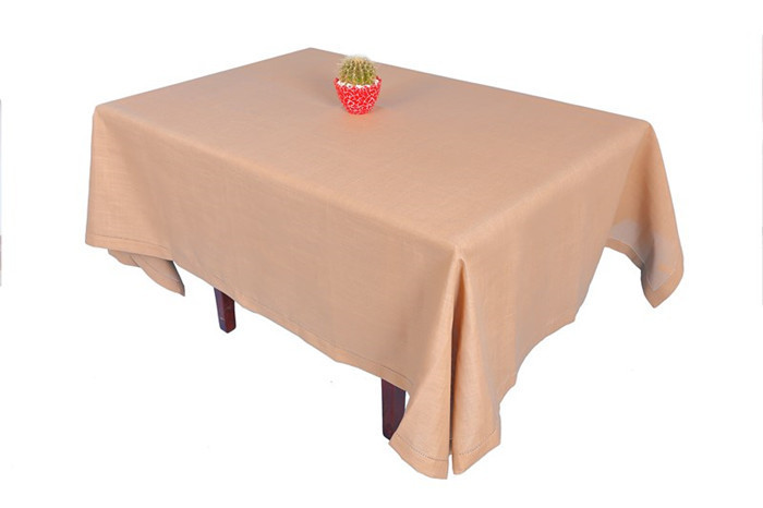 Best Hand Crafted Linen Hemstitch Tablecloth Brown Color For Table Decoration wholesale