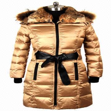 China Ladies' down coat, rabbit fur collar, real racoon fur hood strip  on sale