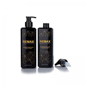 China 500ml Black Plastic Shampoo Bottles With Gold Text And Pump Heads For Daily Routine on sale