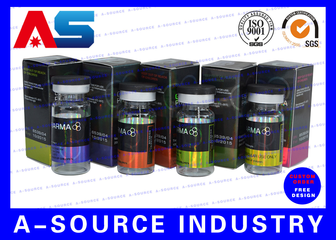 Cheap Laser Hologram Vial Label Printer 2ml / 5ml / 10ml / 15ml / 20ml Vial Sticker For Testosterone Enanthate Steroids for sale