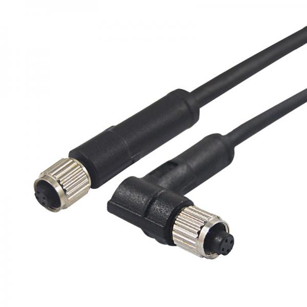Cheap M5 Automation Connector Female 4pins Straight Molded Cable To Right Angle Connector for sale