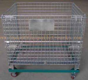 China 5 Casters Removable Wire Mesh Container Storage Cages With Trolley Cars on sale