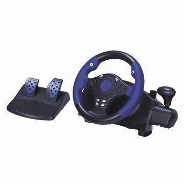 USB Game Pad/Joystick with Game Steering Wheel and CE Mark, Supports P2/PC