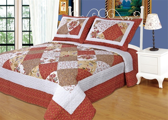 Best Imitated Patchwork Cotton Quilted Bedspread Machine Wash Cold Delicate wholesale