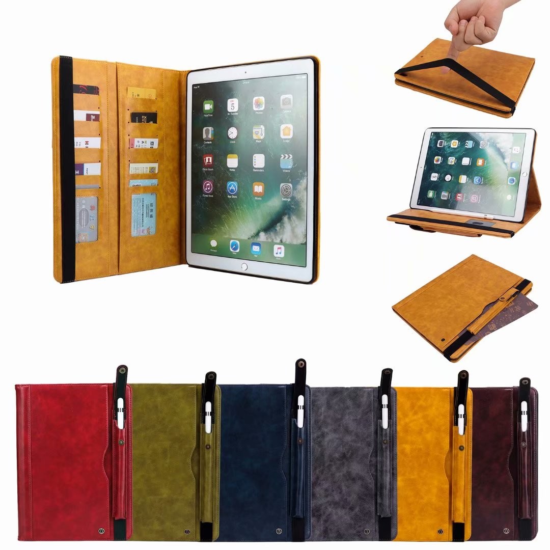 China Samsung & Ipad super good quality card holder wallet leather case with pen holder, Ipad leather case, Samsung leather on sale