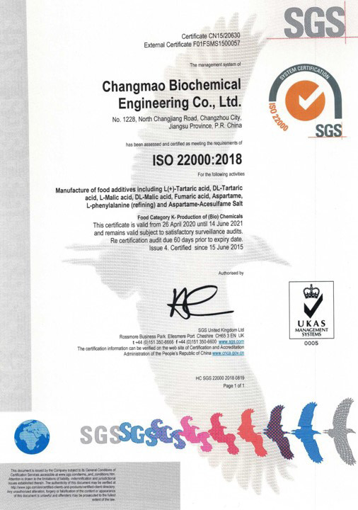 Changzhou Thorgren Chemical Co.,Ltd Certifications