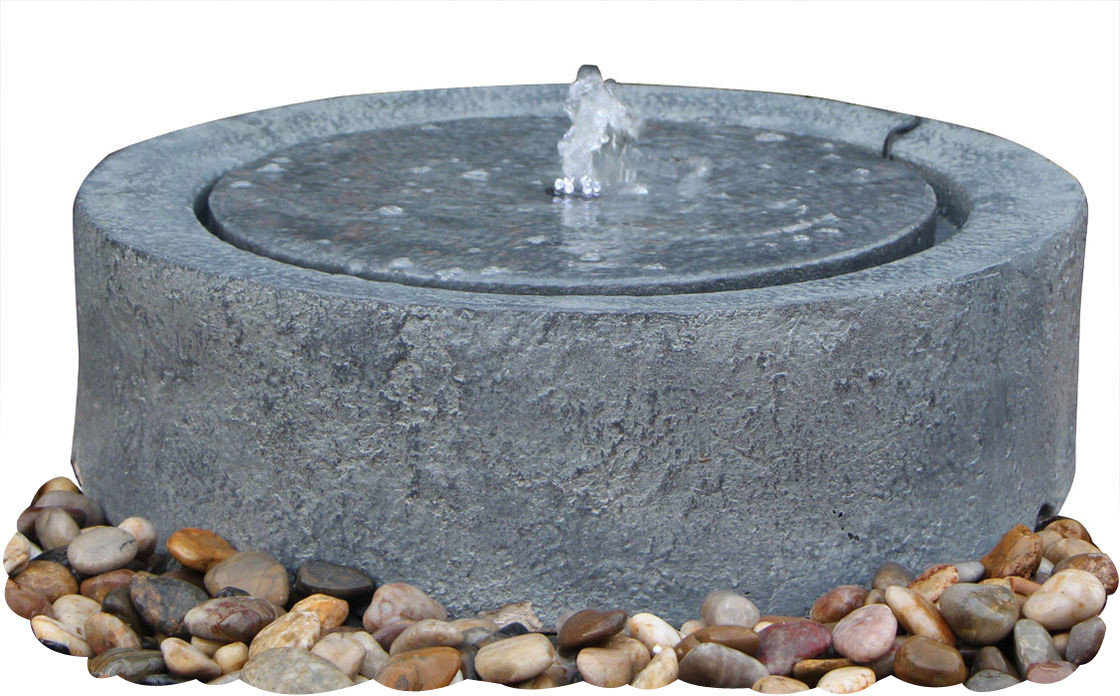 China Black Marble Cast Asian Buddha Water Fountain Outdoor In Chinese Stone Mill Shape on sale