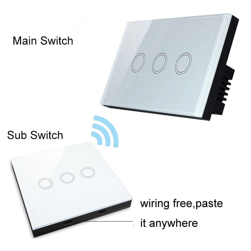 China Glomarket Tuya Wifi 1/2/3 Gang Multi Way Smart Wall Glass Panel Touch Electrical Wireless Switch For Home Automation on sale