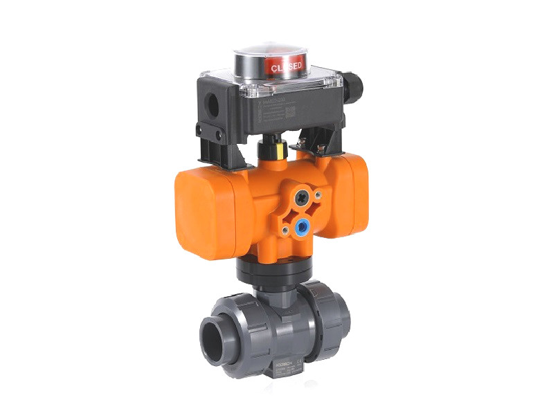 China Plastic Pneumatic Actuated Ball Valve Trapezoidal threaded union on sale