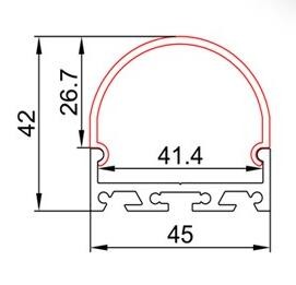 AL4542 Led Strip Light Aluminium Extrusion / Transparent Led Strip Aluminium Profile