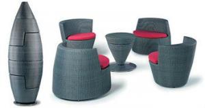 gray bullet-shaped high top patio outdoor furniture set FS-002