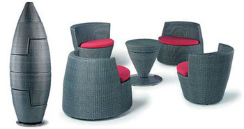 Cheap gray bullet-shaped high top patio outdoor furniture set FS-002 for sale