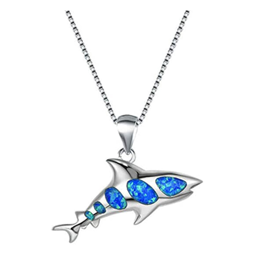 China Shark Pendant Necklace Fish Sea Life Fine Jewelry For Women Girls Jewelry Gift on sale