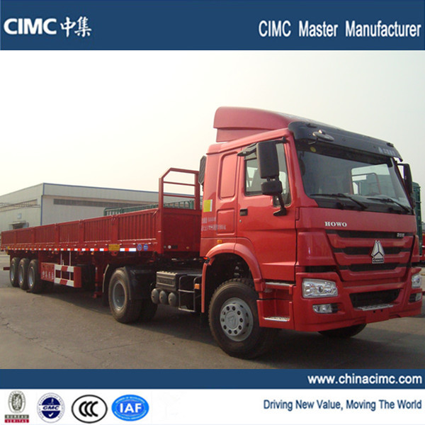 China 40ft flatbed truck trailer , 18 wheeler flatbed truck trailer on sale