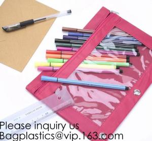 Best Stationery products Pencil Pouch Pvc Portable Pencil Case For Students,3 Ring Binder Zippered Pencil Pouches with Clear wholesale