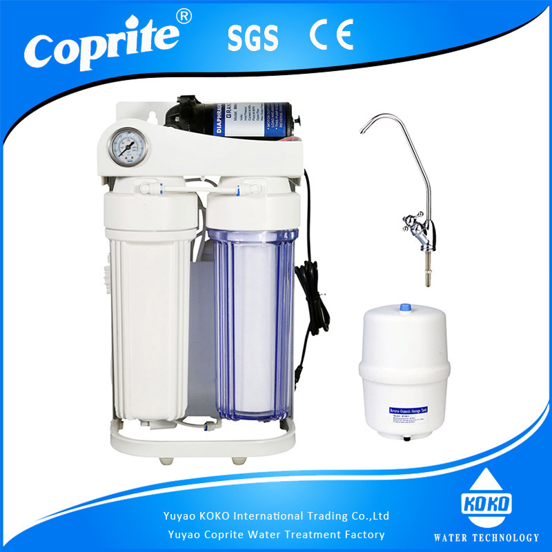 China Manual Flush Ro Water Purifier Filters With Steel Shelf And Pressure Gauge on sale