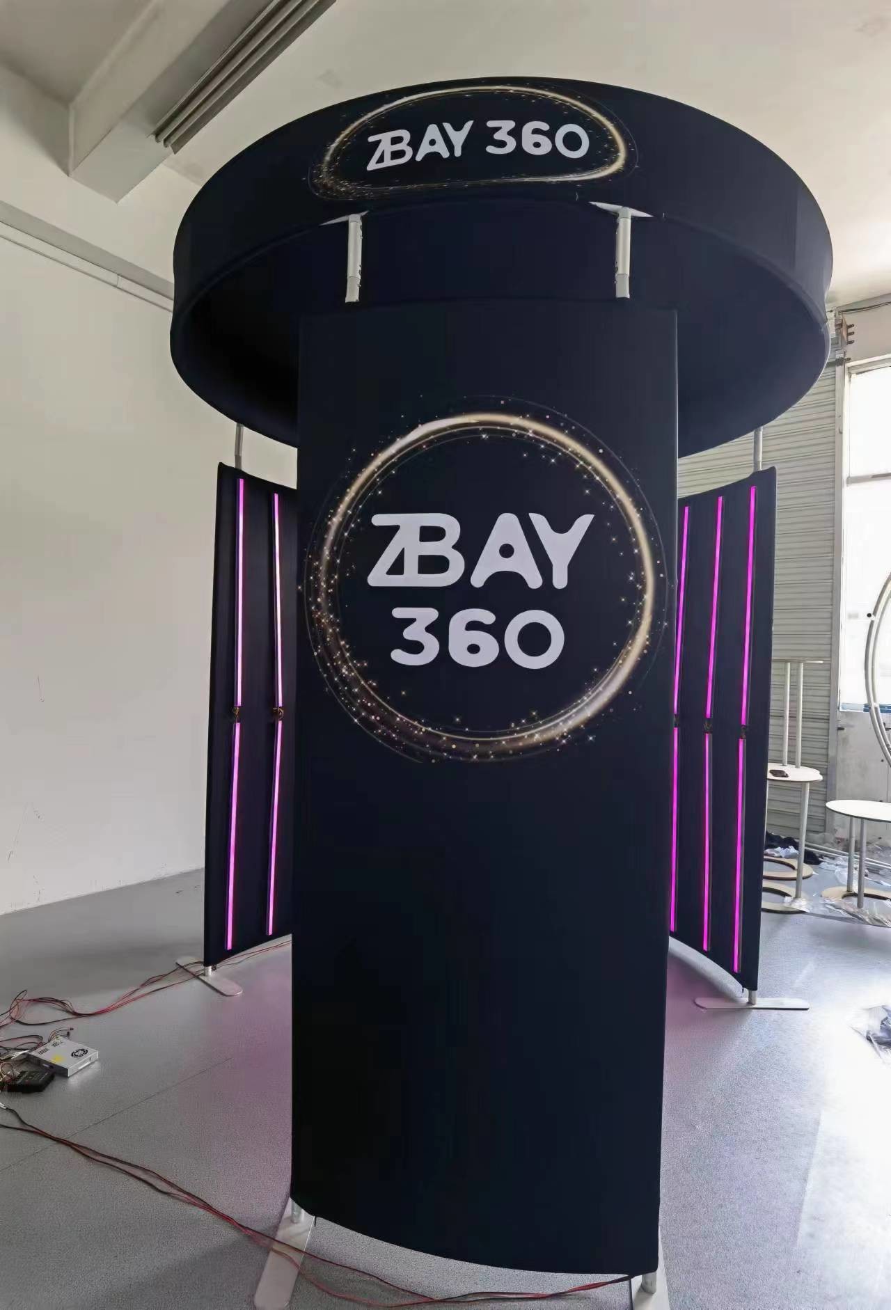 Circle square 360 Photo Booth Enclosure Backdrop With Led Lights And Fabric