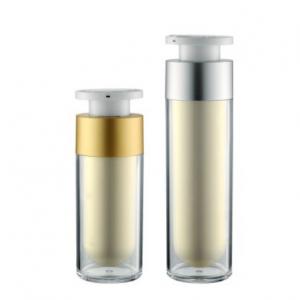 China Small Lotion Airless Pump Bottles Twist Press 15ml Round Matt Gold on sale