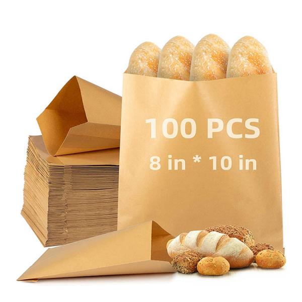 Cheap Greaseproof French Baguette Loaf Paper Baguette Bread Bags Packaging V Bottom for sale