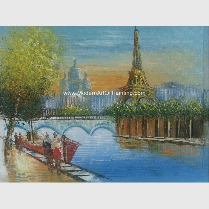 Cheap Modern Paris Oil Painting Eiffel Tower Handmade Jane Style Maintaining Freshness for sale