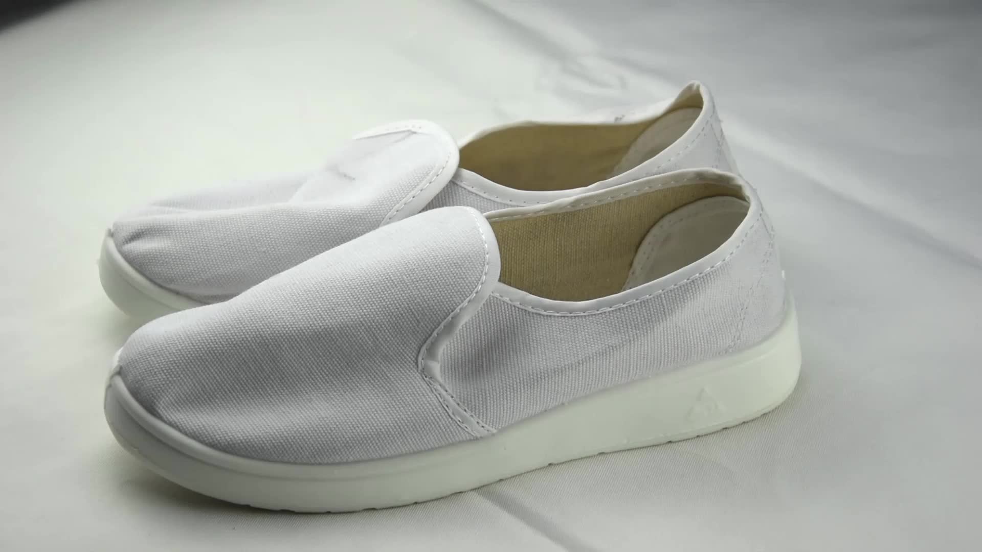 Best White Antistatic work safety PU outsole canvas shoes esd electric dustproof shoe wholesale