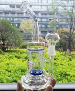 China 14.5mm Joint 8.2 Inch Water Pipe Rig Oil Borosilicate Glass Water Bongs With Glass Nail Dome on sale