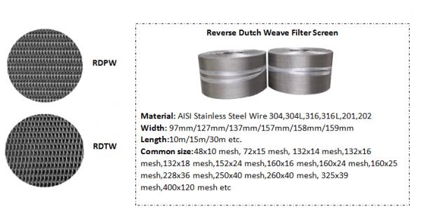 SUS 304 stainless steel reverse dutch wire mesh/Auto Mesh Belt/Reverse Dutch Weaving Stainless Steel Wire Mesh