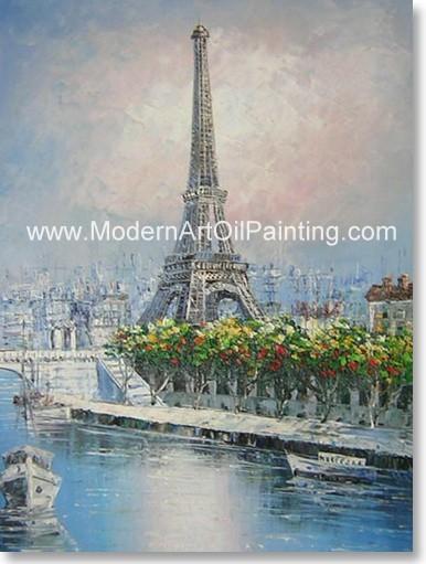 Cheap Hand Painted Paris Oil Painting Eiffel Tower ECO Solvent for sale
