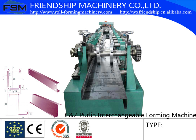China Electric Drive Galvanized C Z Purlin Roll Forming Machine With Touch Screen on sale
