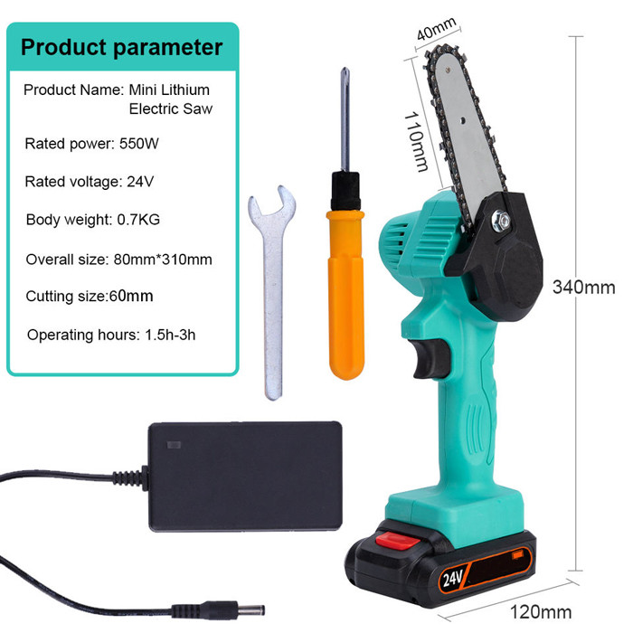 China OEM 500W Battery Cordless Compact Mobile Hand Held Rechargeable Chain Saw Mill on sale