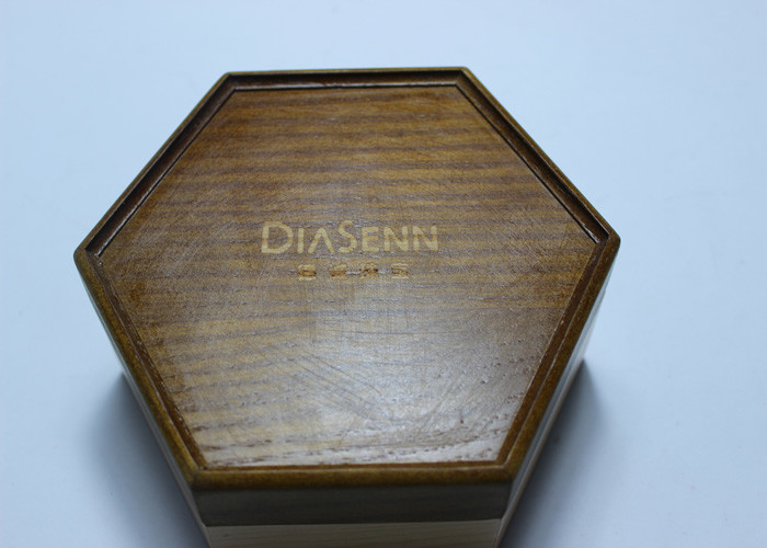 Cheap Dark Solid Wood Standing Jewelry Box , Gift Wood Hexagon Shaped Box for sale