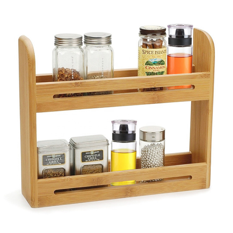 Cheap Countertop Seasoning Stand Bamboo Kitchen Shelf Wooden Crafts Supplies for sale