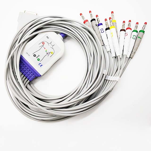 China Compatible GE 10 lead EKG machine cable banana IEC 10K resistor 3.6M on sale