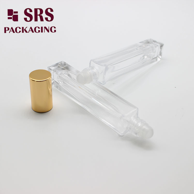 SRS cosmetic square shape empty 10ml glass roll on perfume bottle