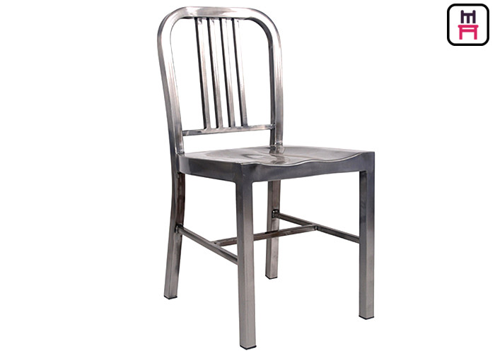 Aluminum Emeco Navy Stool Metal Outdoor Dining Chairs With Glossy Curved Back