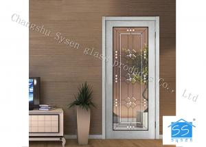 China Entry Door Decorative Panel Glass 22 * 64 / Custom Size Steel Frame Material on sale