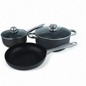 China Five-piece Non-stick Cookware Set, Made of Hard-anodized Aluminum, FDA Approved Interior Coating on sale